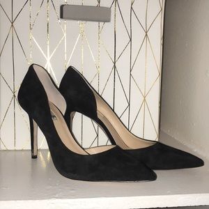 Black suede heels